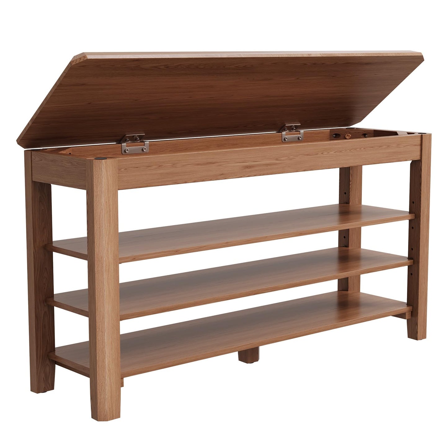 IUNVR Shoe Rack Bench Seat Rubberwood 3-Tier Wooden Storage Bench 550lbs Compact Mid-Century Modern Design for Entryway, Hallway, Closet, Front Door Entrance, Foyer