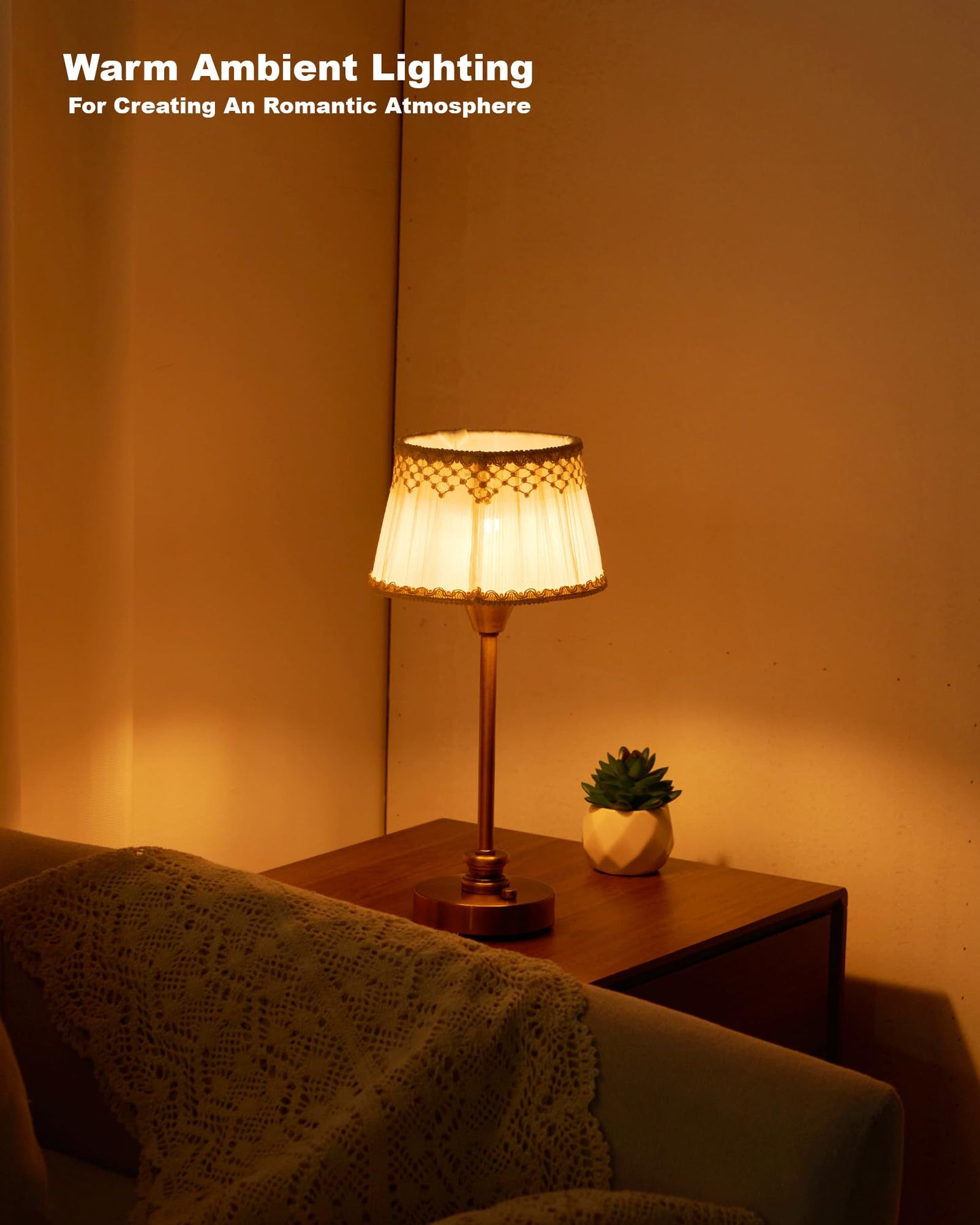 UMEXUS Cordless Table Lamp with Dimmer, Small Rechargeable Battery Operated Lamp Outdoor, Touch Warm Light Ambient Lighting for Restaurant Patio Dining Side End Table Kitchen, Antique Brass