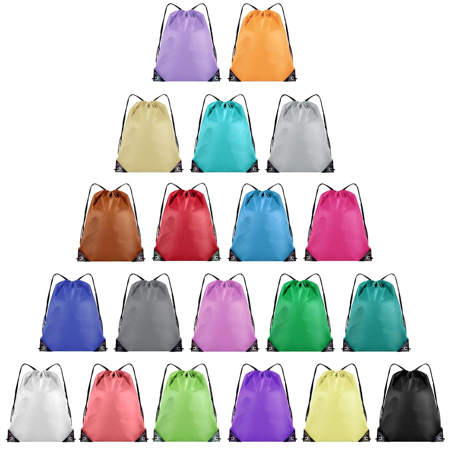 Grneric 20 Pieces Drawstring Backpack Bulk Cinch Sackpack Ployster Drawstring Bags for Gym Party Trip(20 Colors)