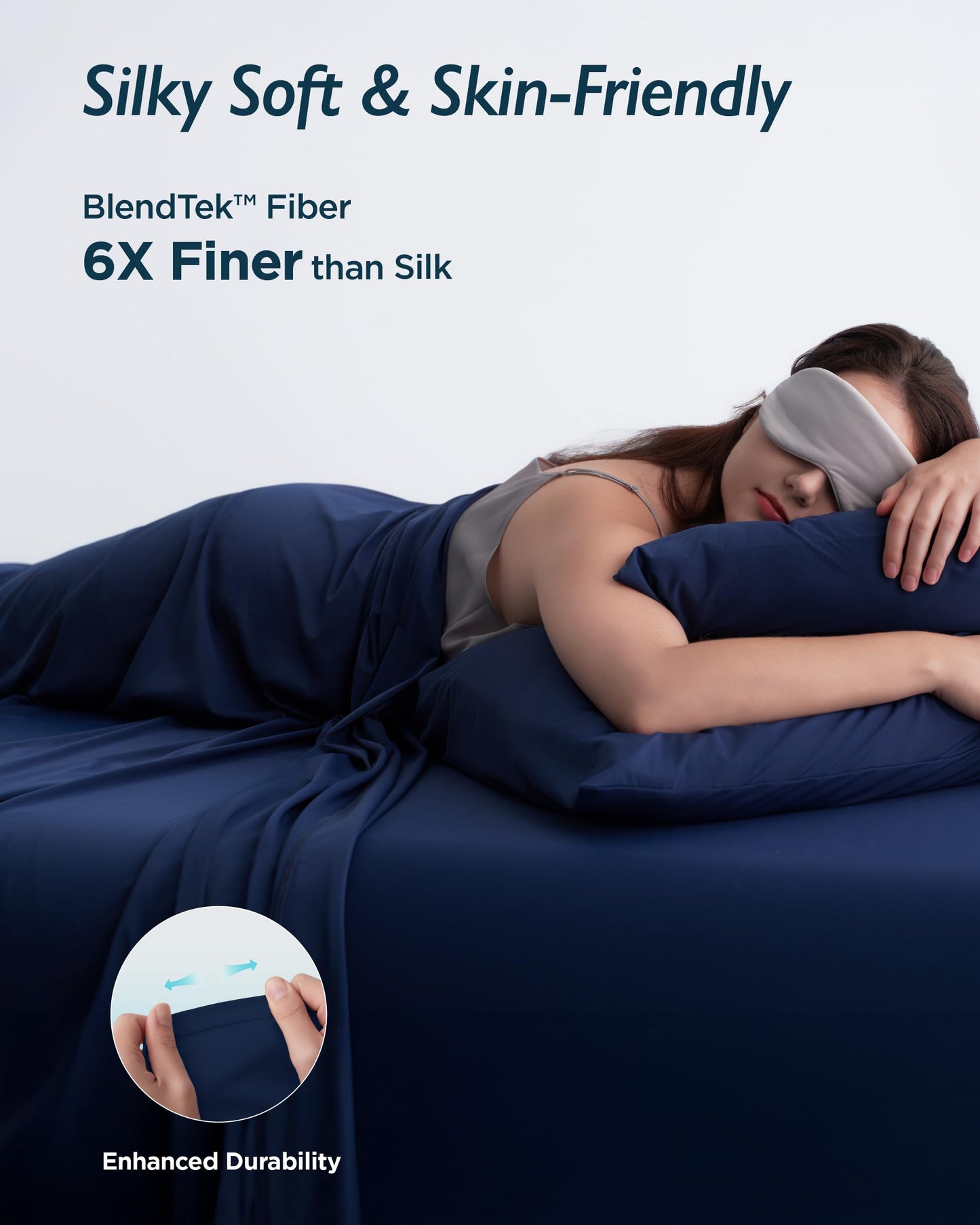 Breescape Cooling Sheet Set King Size - BlendTek™ Dry & Cool Technology for Hot Sleepers and Night Sweats, Q-Max>0.46 Tech, Deep Pocket Up to 18", 360° Elastic Band, Twilight Blue