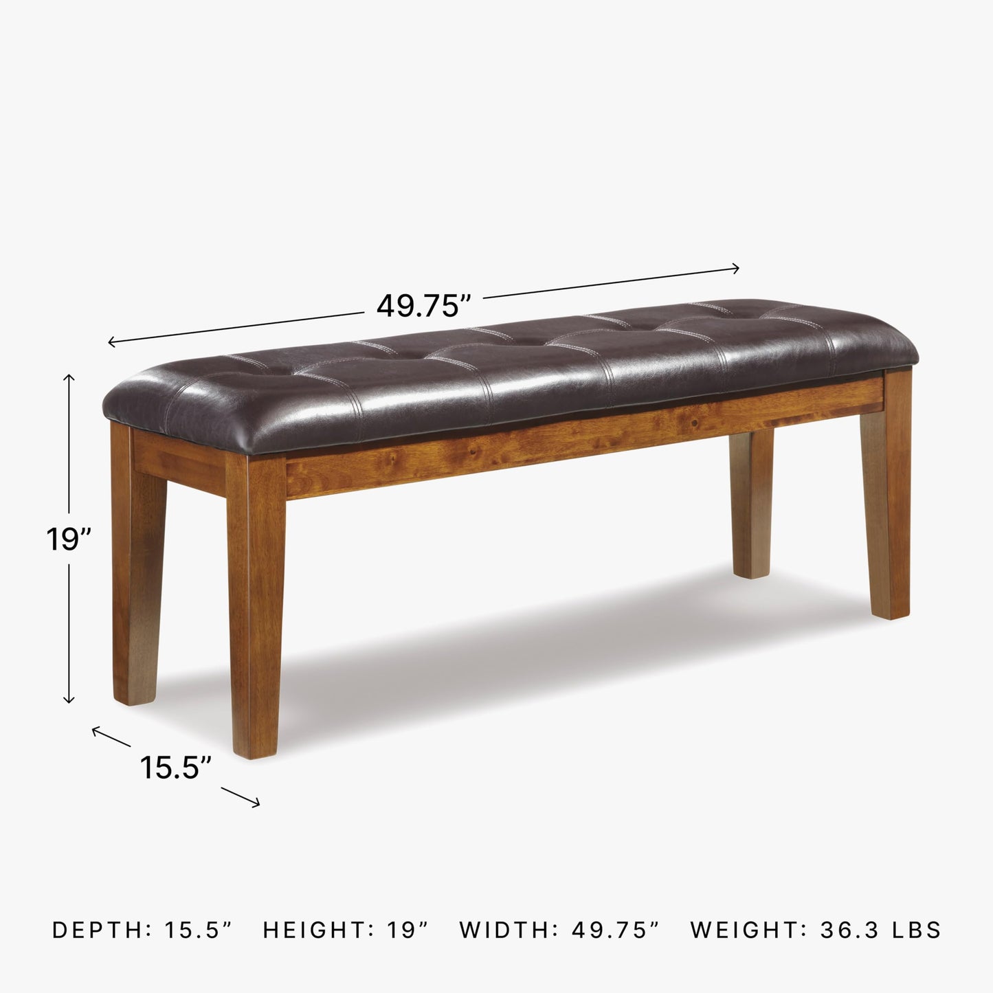Signature Design by Ashley Ralene Tufted Upholstered Dining Room Bench, Medium Brown