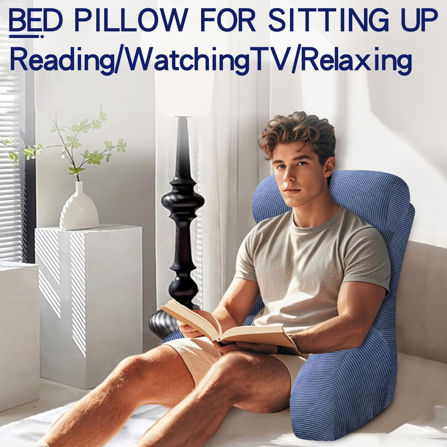 Tinuniyaa Back Pillow for Bed Sitting Up, Reading Pillow, Extra Large Arm Pillows for Adults for Back Support,Bed Pillow for Sitting up for Watching TV/Gaming/Relaxing