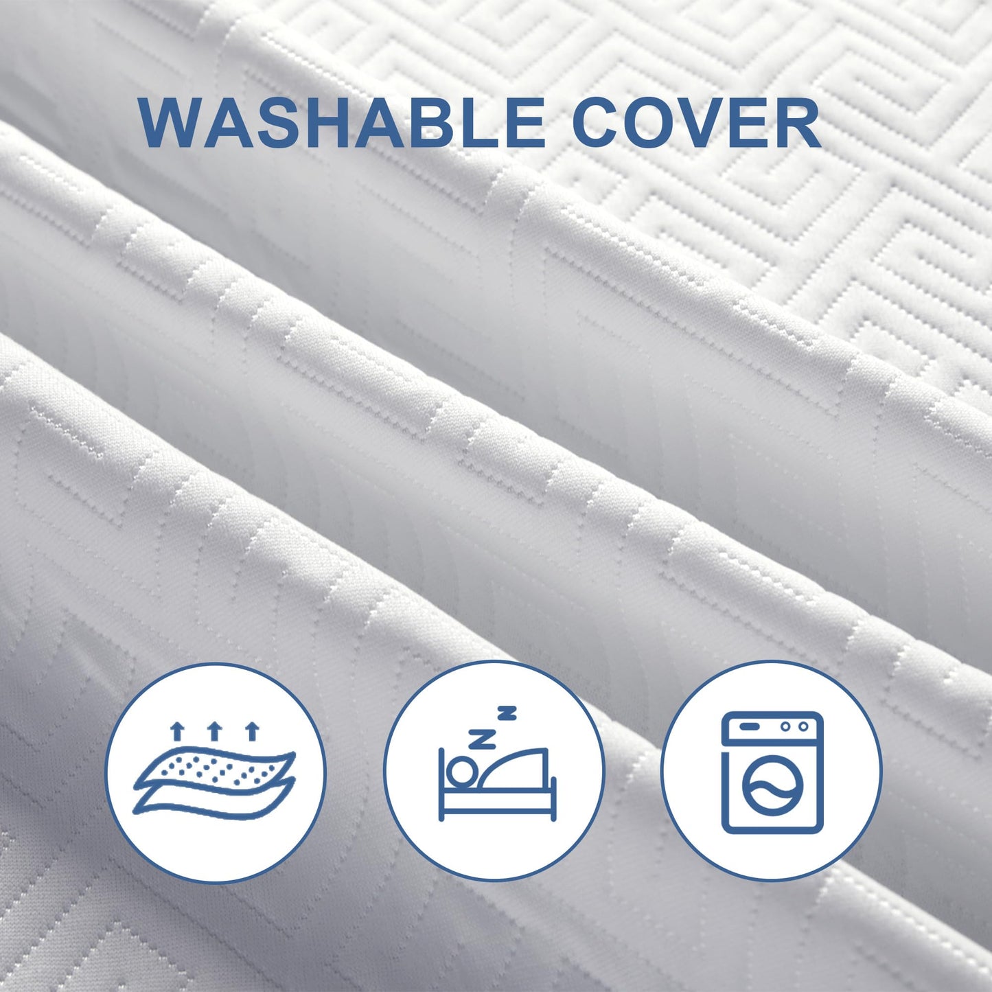 Eiayeebil 3 Inch Memory Foam Mattress Topper Queen, Memory Foam Pad with Removable & Washable Cover, Bed Topper for Back Pain, Non-Slip Ventilated Design, Queen Size