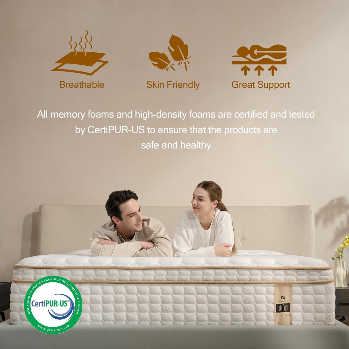 AN Adamant Noyau Full Size Mattress,12 Inch Hybrid Full Mattress in a Box with Memory Foam and Pocket Spring for Pressure Relief & Comfort Sleep & Zoned Support, Medium Firm,CertiPUR-US