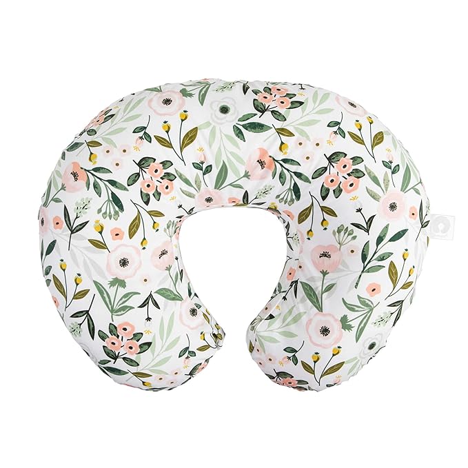 Boppy Original Nursing Pillow, Pink Garden, Ergonomic Nursing Essentials for Bottle and Breastfeeding, Firm Fiber Fill, with Removable Pillow Cover