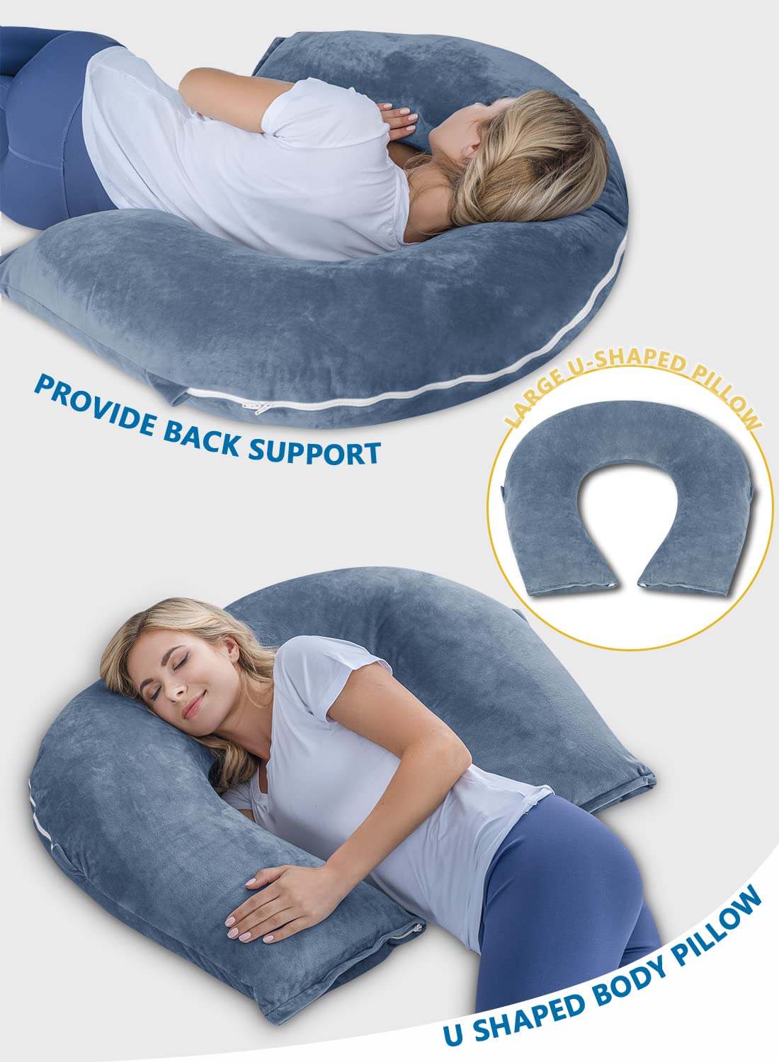 INSEN Reading Pillow, Back Pillow for Sitting in Bed for Reading, Nurse & Relax, Reading Pillow for Adults, Moms & Kids, Sit Up Pillow for Bed, Blue Bubble Velvet