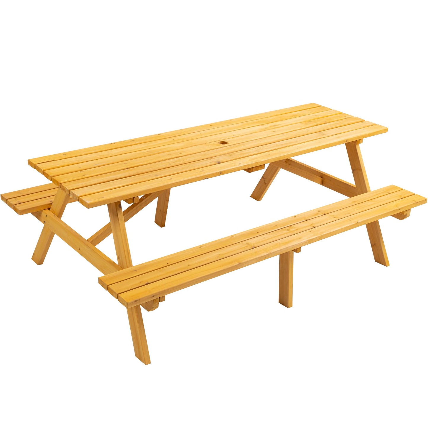 Jaxilyn Outdoor Wooden Picnic Table with Benches Camping Dining Table for Garden Patio Backyard,Natural Color (Natural, Rectangle)