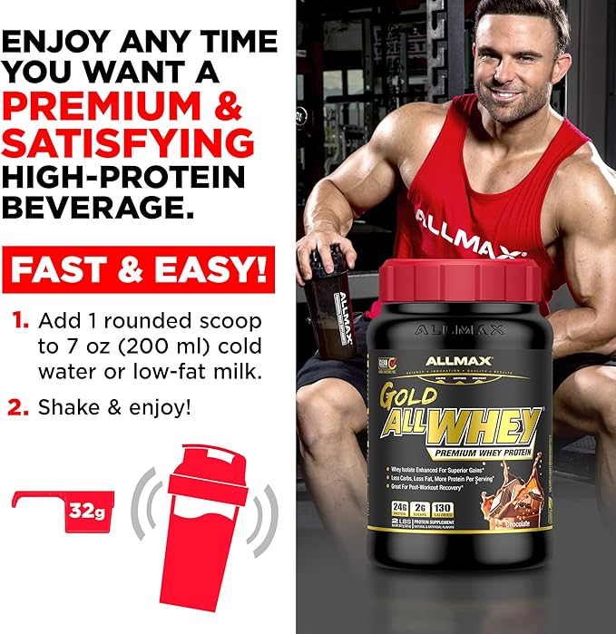 ALLMAX Nutrition Gold ALLWHEY, French Vanilla - 2 lb - 24 Grams of Protein Per Scoop - Gluten Free, Low Carb & Low Sugar - Approximate 30 Servings