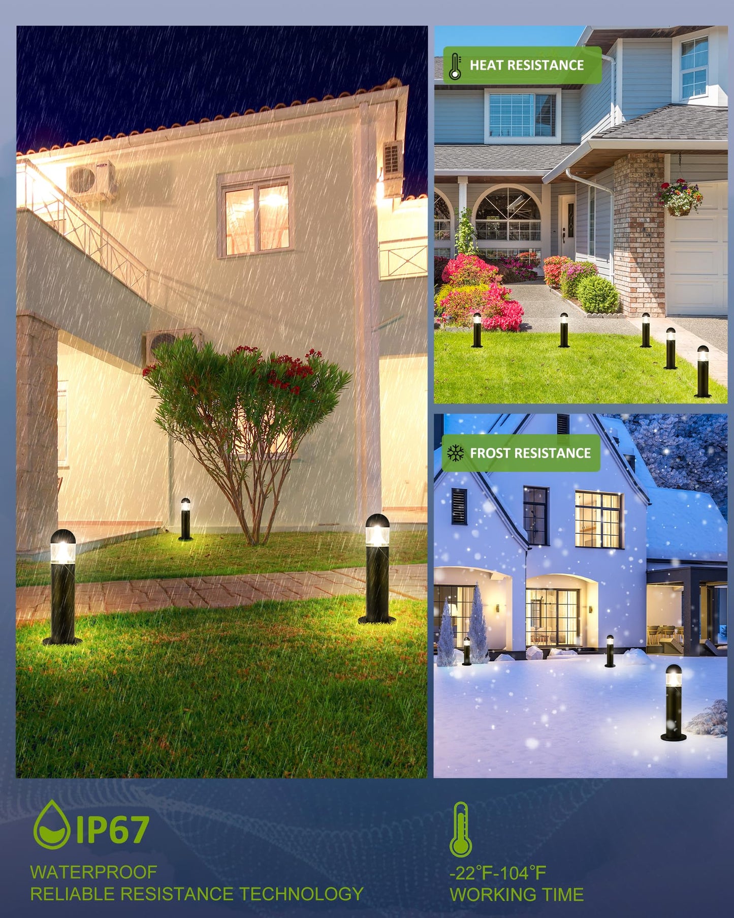 MOON-DE-AGE 6 Pack Low Voltage Landscape Pathway Lights, 12V LED Bollard Light IP67 Waterproof, Outdoor Driveway Walkway Wired Lights (Included Connector) - Yard Garden Lawn, 2700K Warm White