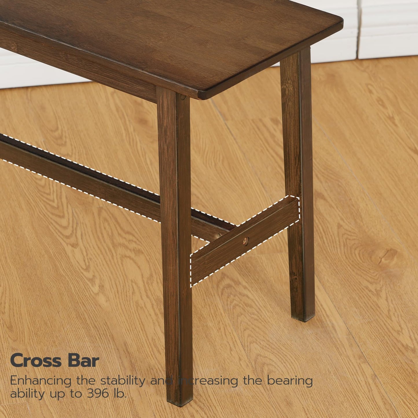 HOOBRO 39.3'' Bamboo Dining Bench, Farmhouse Kitchen Table Bench, Kitchen & Living Room Furniture, Easy to Assemble, Sturdy and Stable, Mocha MA03CD01G2