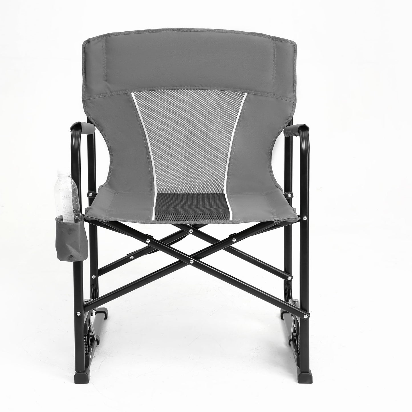 GMLFVUIPLJ Portable Folding Rocking Chair, Outdoor Camping Chair with Cup Holder, Gray, 37 Inch High (Gray)