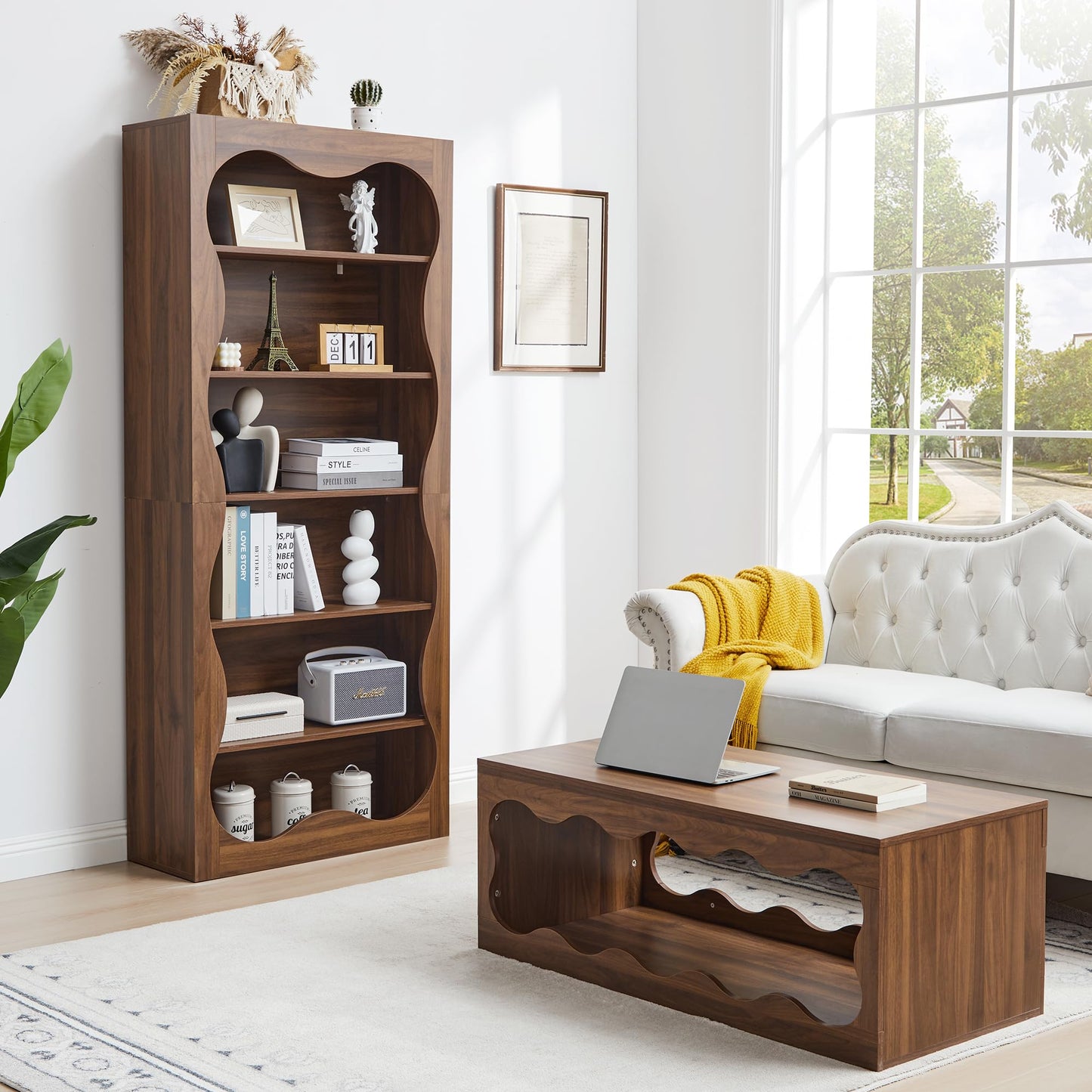 YZRSTY 71" Tall Bookshelf, 6 Tier Large Wooden Book Shelf, Modern Freestanding Bookshelves and Bookcases, Unique Bookcase Display Storage Shelves for Living Room, Bedroom, Classroom, Office, Library