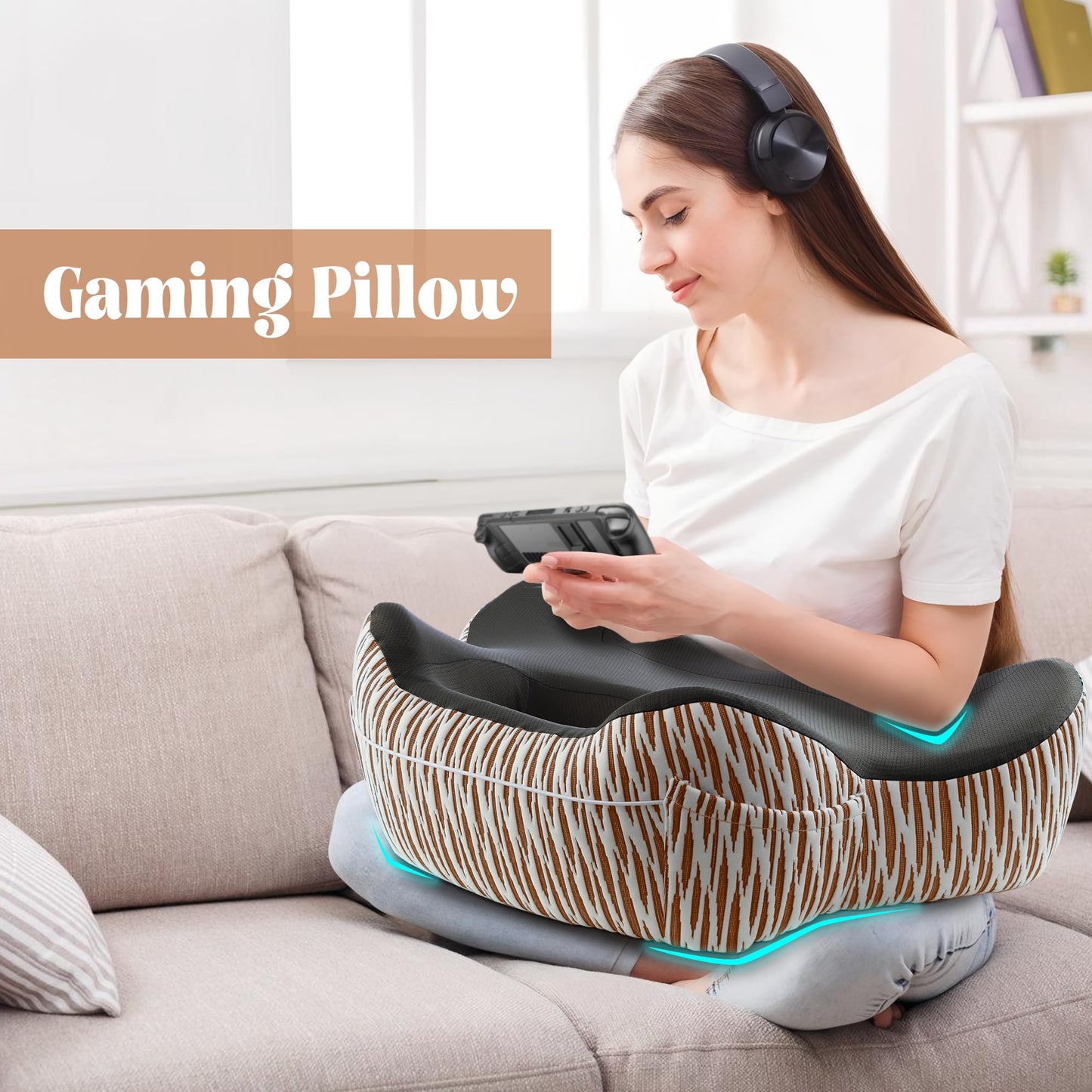 Polyaround Reading Pillow for Lap, Memory Foam Lap Desk Pillow for Adult Gaming, Reading, Crocheting, Resting or Working, Soft Laptop Pillow for Bed Car Couch Floor(Black)