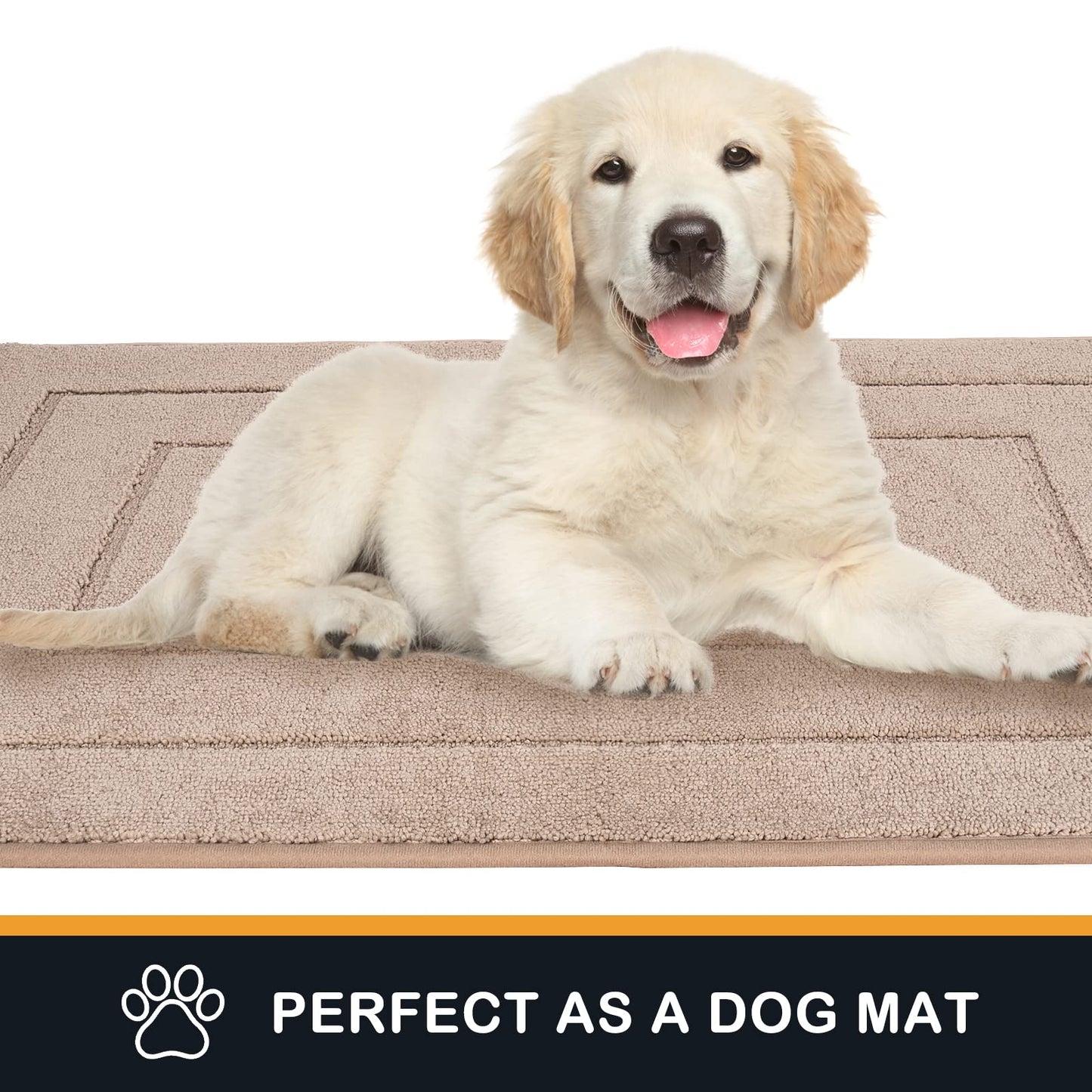 PURRUGS Dirt Trapper Door Mat 20" x 31.5", Non-Slip/Skid Machine Washable Entryway Rug, Dog Doormat, Super Absorbent Welcome Mat for Muddy Wet Shoes and Paws, Beige