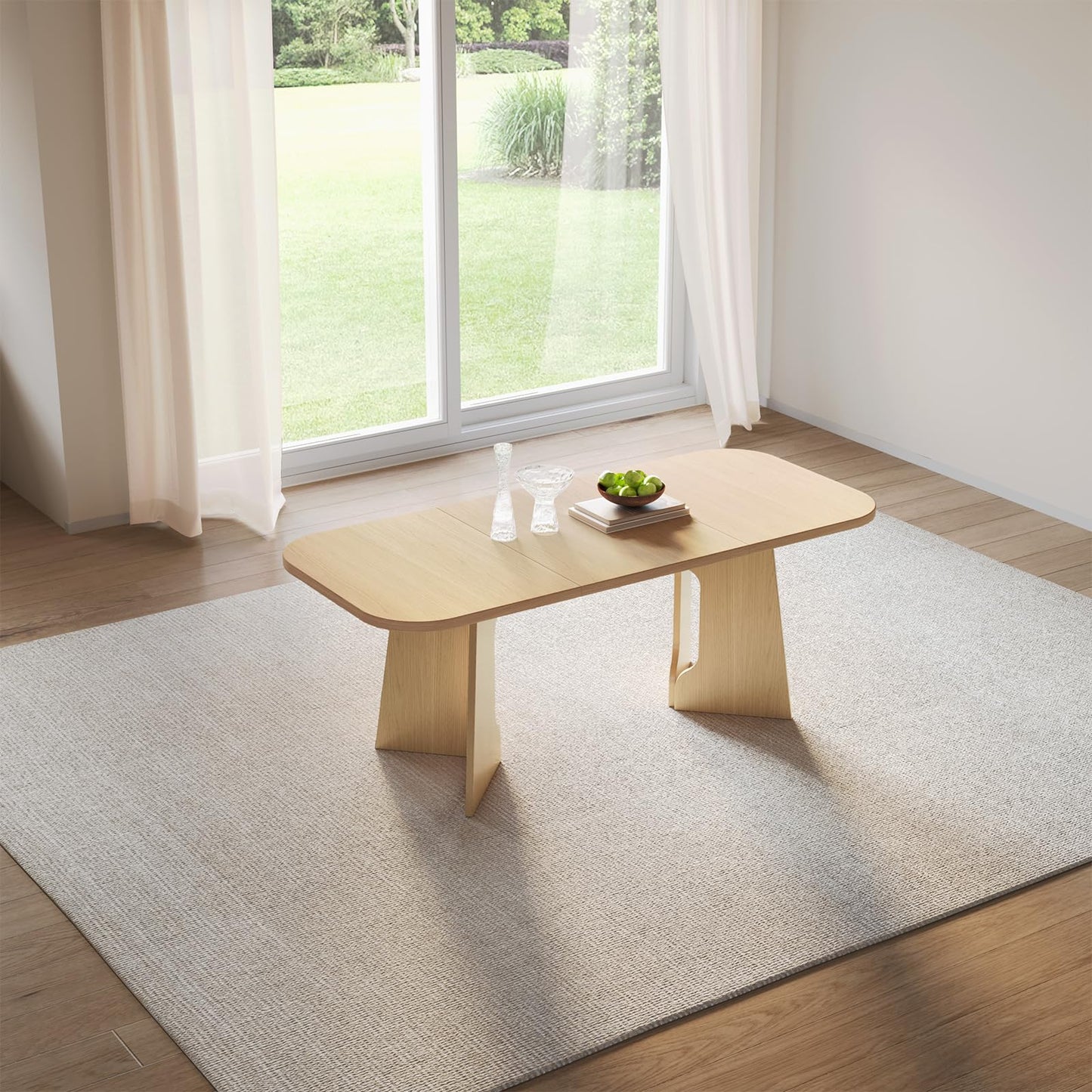 GraceNook 70.86" Dining Table for 4/6/8, Rounded-Corner Rectangular Kitchen Table, Dining Room Table for Kitchen, Dining Room, Home Office