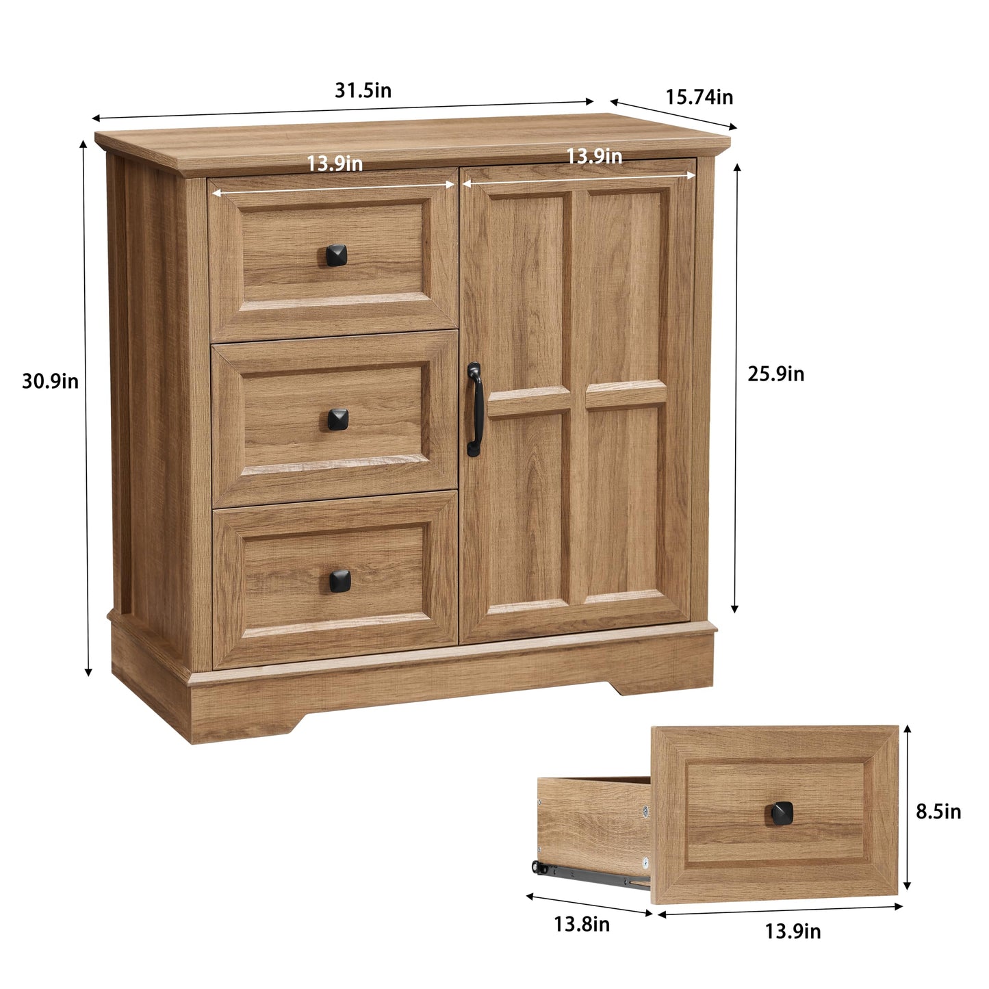 HDDDZSW 3+1 Dresser for Bedroom, Log Dressers Storage with Wooden Drawers and Cross Door, TV Stand Chest of Drawers for Bedroom, Living Room