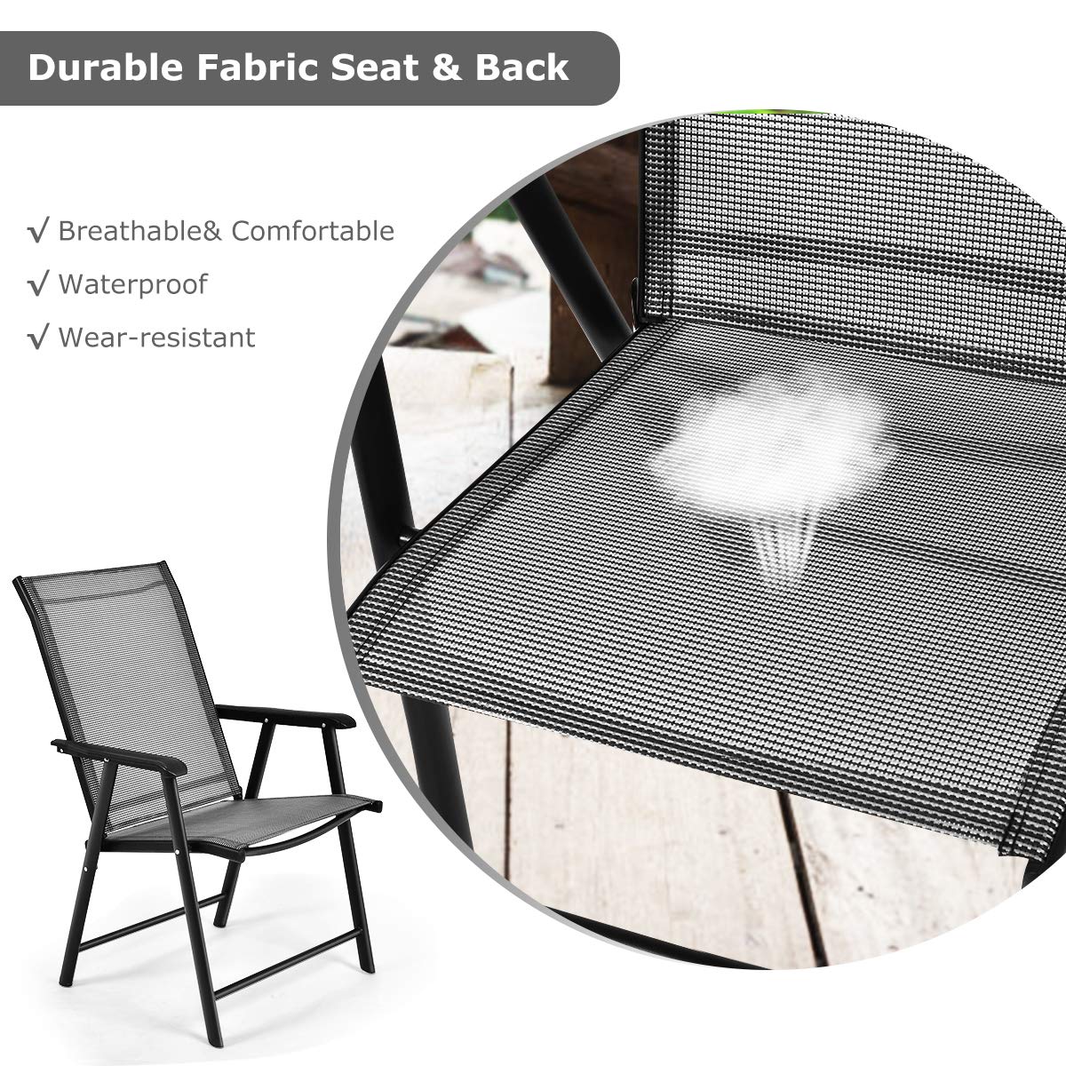 S AFSTAR Folding Chairs for Outside, Outdoor Patio Chairs Set of 4, Patio Dining Chairs with Armrests, Foldable Outdoor Chairs for Lawn Deck Backyard Porch, Folding Chairs for Adults