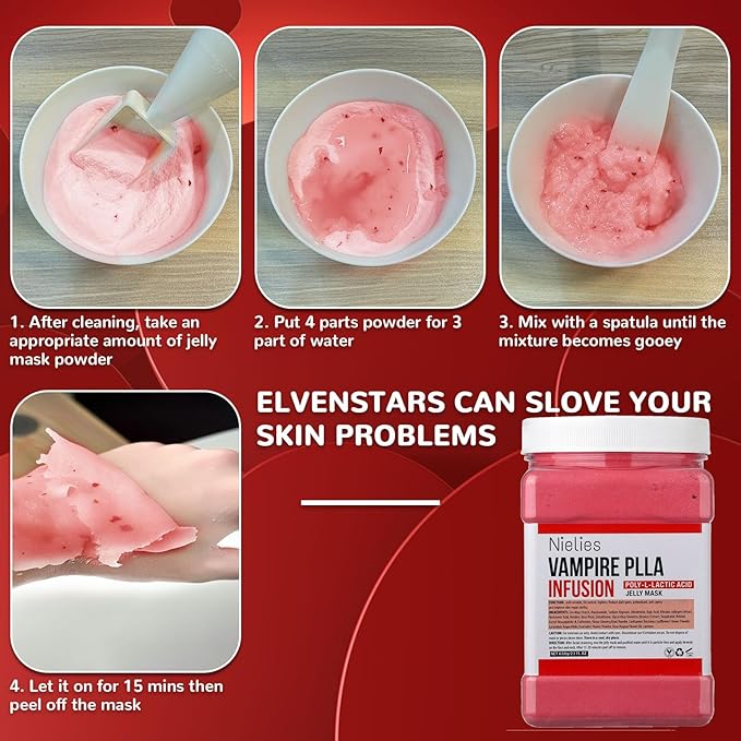 Jelly Mask, Facial Skin Care- Vampire "Peel-Off" Jelly Mask Set, Jelly masks for Facials Professional, Face Mask For Instant Hydration, Vegan Peel Off Face Mask, For Moisturizing, Smoothing (Vampire)