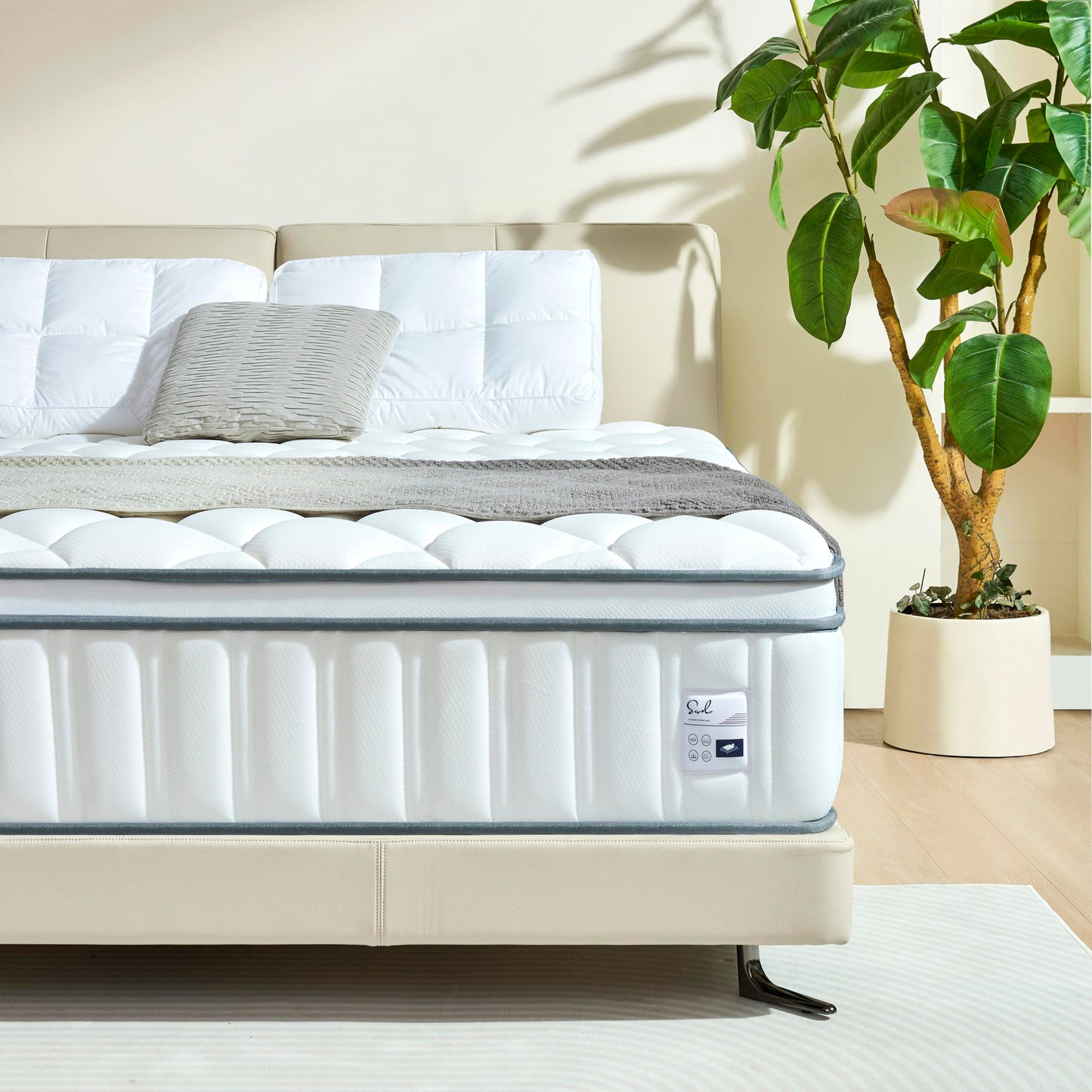 Sozlo Full Size Mattress, 12 Inch Full Mattress in a Box, Cooling Gel and Individual Pocket Springs for Motion Isolation & Edge Support, Medium Firmness for Pressure Relief