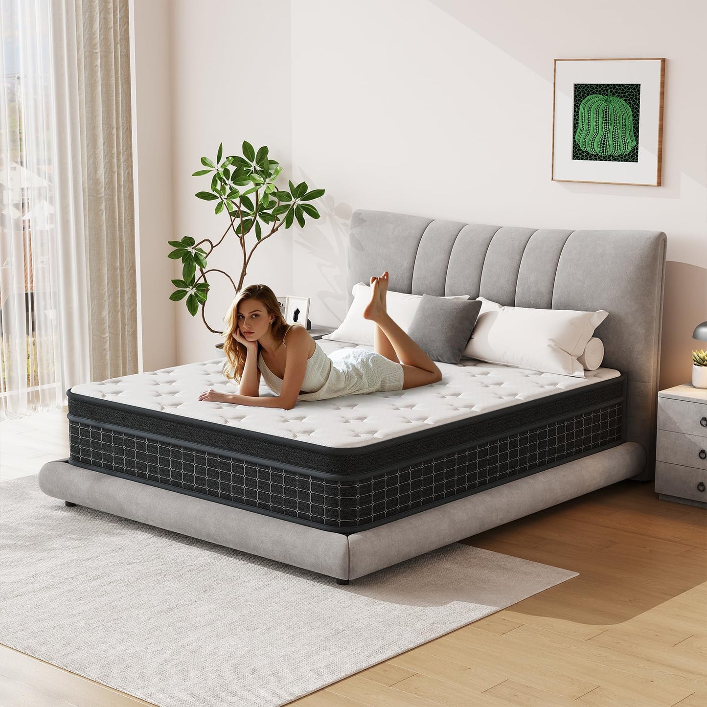 SupremeSleep King Size Mattress, 12 Inch King Mattress in a Box, Memory Foam Hybrid Matress with Individual Pocket Spring for Motion Isolation, Pressure Relief, Medium Firm Feel, CertiPUR-US