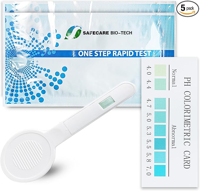 Vaginal pH Bacterial Vaginosis Test Kit, 5 Test Kits, BV, Yeast Infection, Feminine Vaginal Health, pH Balance for Women, Individually Foil Wrapped
