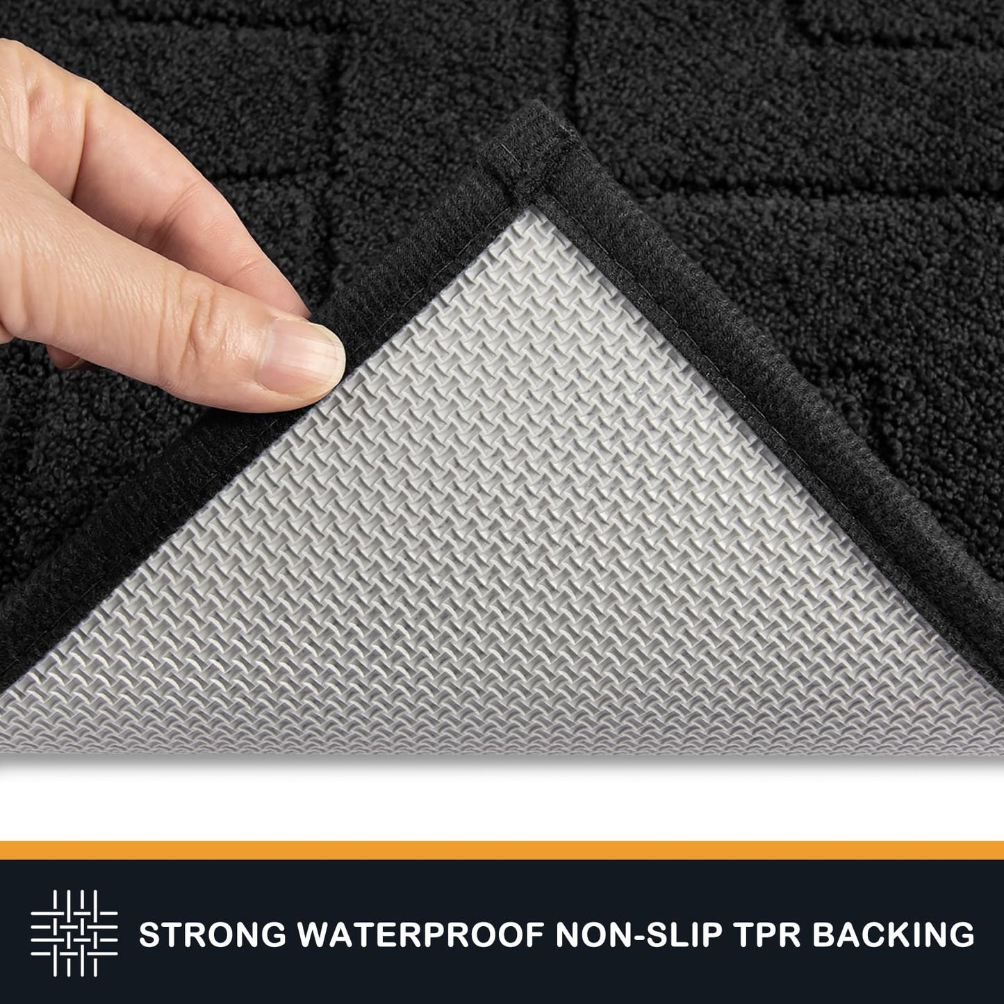 PURRUGS Dirt Trapper Door Mat 20" x 31.5", Non-Slip Machine Washable Entry Rug, Shoe Scraper, Dog Doormat, Super Absorbent Welcome Mat for Front & Back Door, Muddy Wet Shoes & Paws, Black