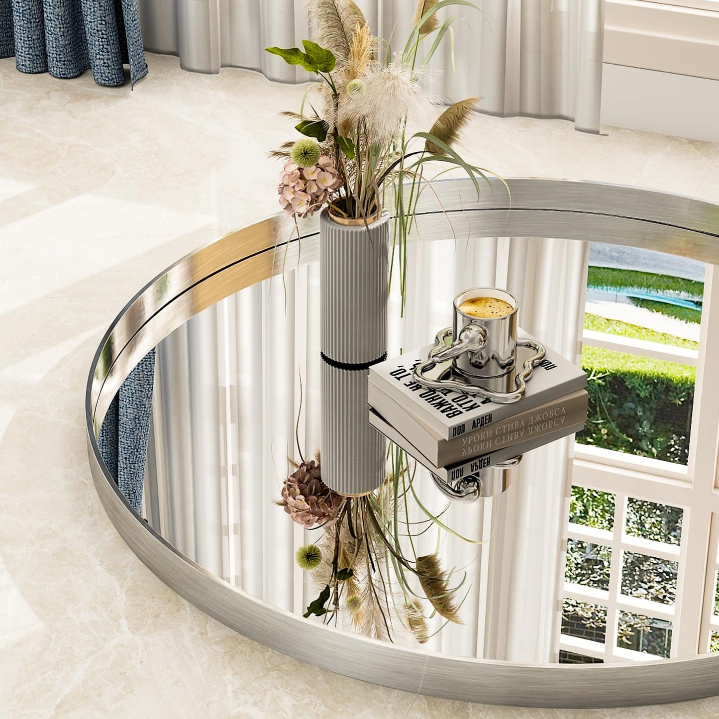Easly 30 Inch Round Bathroom Mirror - Wall Mounted Circle Mirror with Metal Frame, Modern Mirror Suitable for Bathroom, Vanity, Entryway, Living Room, Wall Decor，Silver