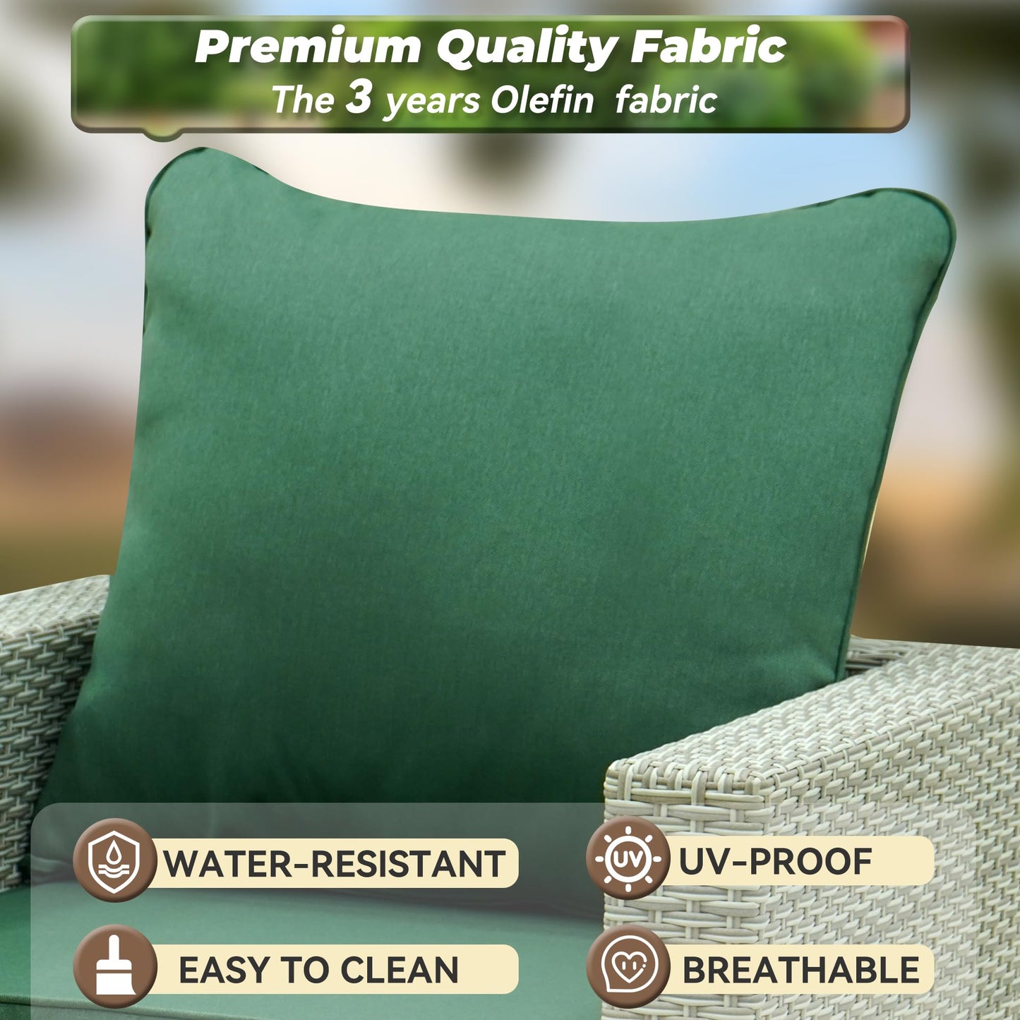 AONETOZ Deep Seat Patio Cushions Set 19 x 19 Inch,Olefin Fabric Outdoor Seat Cushion,Patio Furniture Cushions with Removable Cover,Rain-Proof and Fade Resistant Deep Seat Bottom & Back Cushion,1set