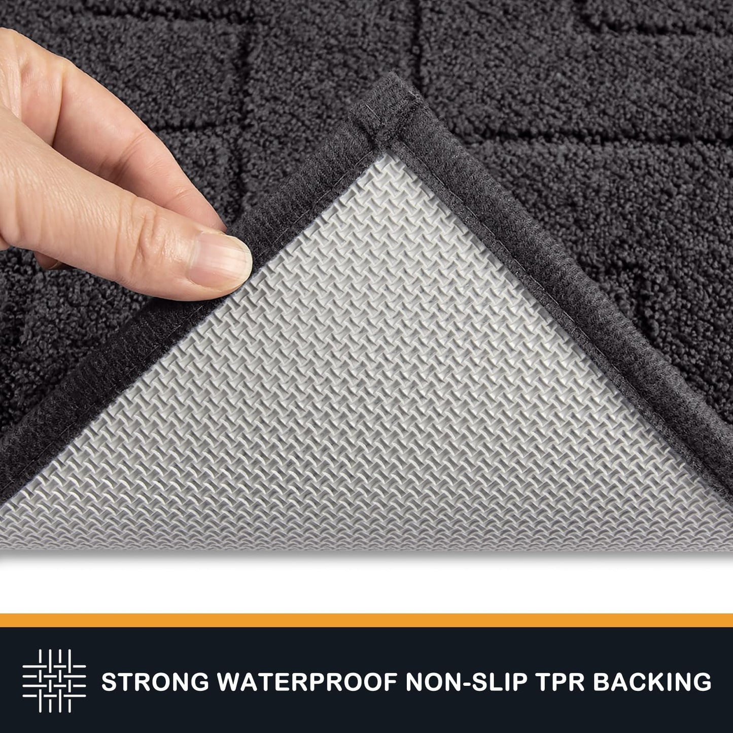 PURRUGS Dirt Trapper Door Mat 20" x 31.5", Non-Slip Machine Washable Entry Rug, Shoe Scraper, Dog Doormat, Super Absorbent Welcome Mat for Front & Back Door, Muddy Wet Shoes & Paws, Charcoal