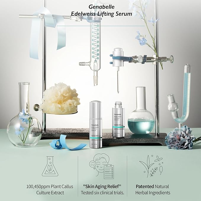 Genabelle Edelweiss Lifting Serum – Anti-Aging Formula with Edelweiss Extract, Niacinamide, Peptides for Firming, Hydration & Brightening – 1.35 fl.oz