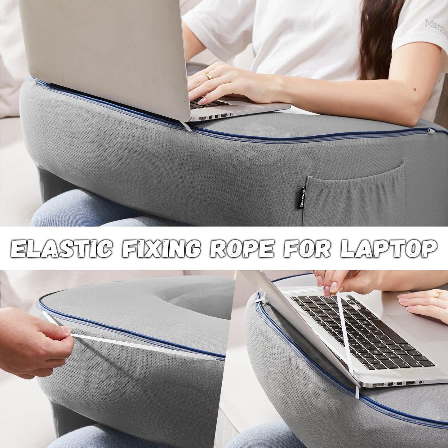 cooloo8 Reading Pillow for Gaming, Extra Large Laptop Pillow for Adult, Memory Foam Lap Desk Gaming Pillow for Reading, Working, Playing Steam Deck Switch or Sitting in Bed Floor Sofa(Grey)