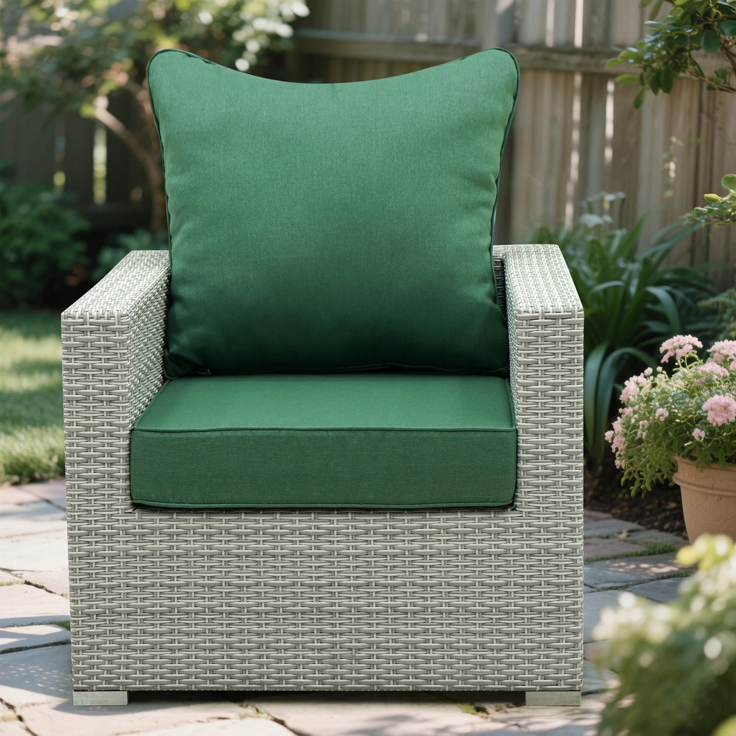 AONETOZ Deep Seat Patio Cushions Set 19 x 19 Inch,Olefin Fabric Outdoor Seat Cushion,Patio Furniture Cushions with Removable Cover,Rain-Proof and Fade Resistant Deep Seat Bottom & Back Cushion,1set