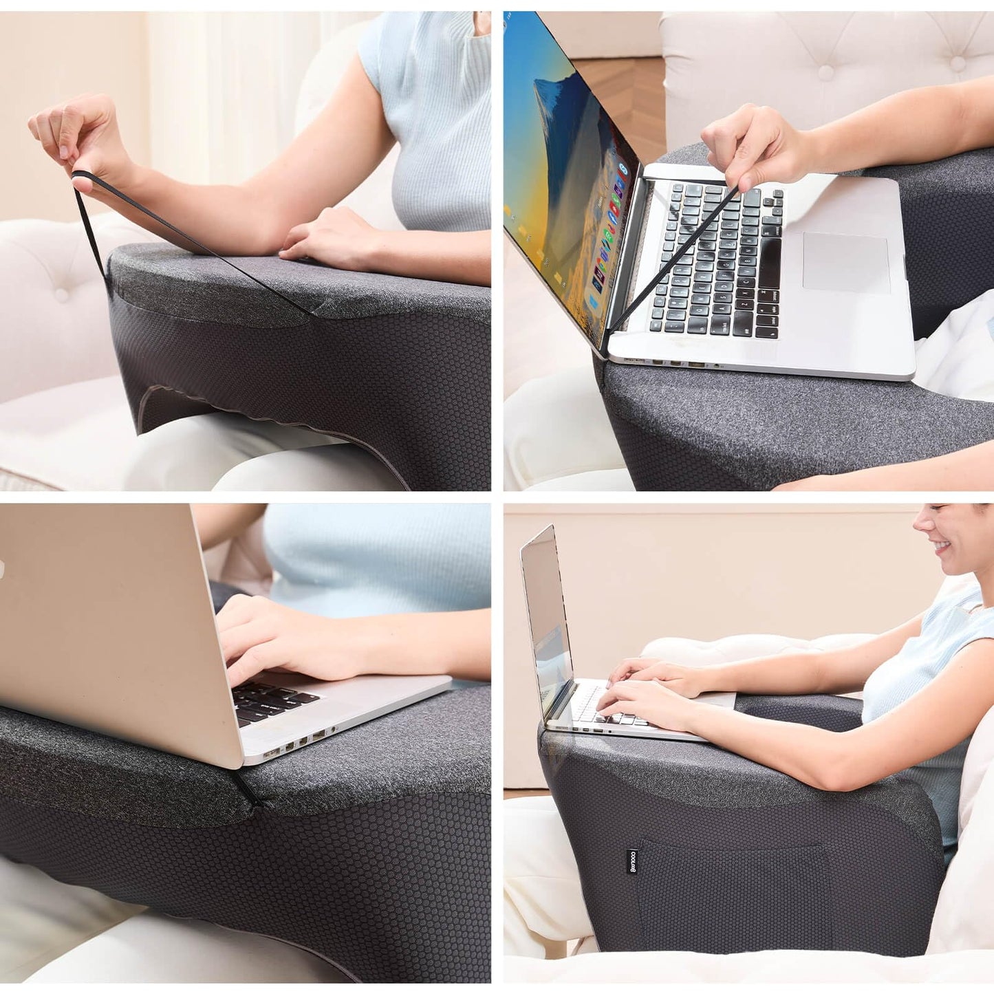 cooloo8 Reading Pillow, Lap Desk, Laptop Pillow for Lap, Large Gaming Pillow for Reading, Working, Gaming or Sitting in Bed Floor Couch(Dark Grey)