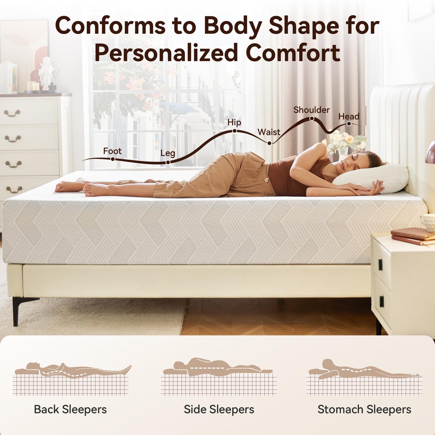 BedsPick 12 Inch Queen Mattress Medium Firm, Cooling Gel Memory Foam Queen Size Mattress in a Box for Pressure Relief, CertiPUR-US Certified, No Fiberglass, Motion Isolation, Removable Washable Cover