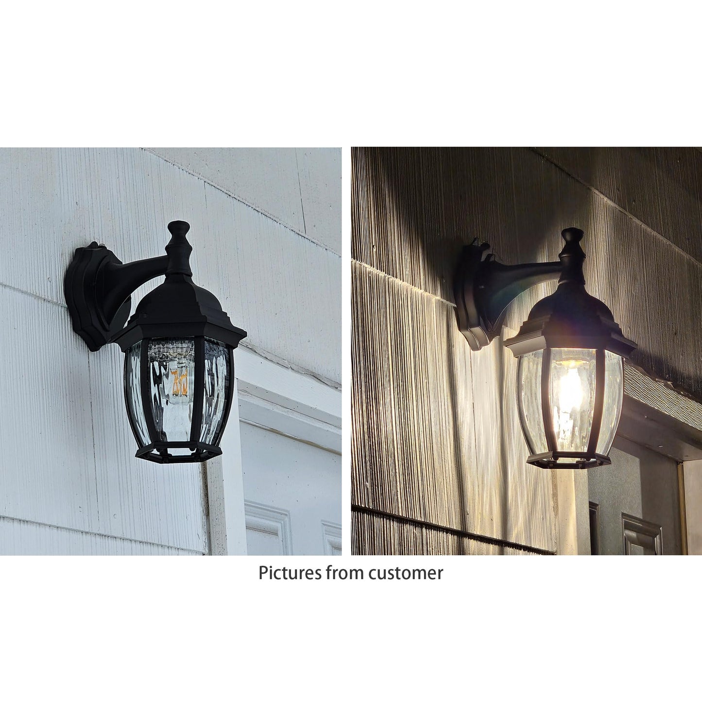 YoonLIT SMARTLIFE Outdoor Wall Sconces Dusk to Dawn, Large Waterproof Porch Light Fixture for Doorway Patio Garage Entryway, Aluminum Housing Plus Clear Water Glas, Black, 1-Pack