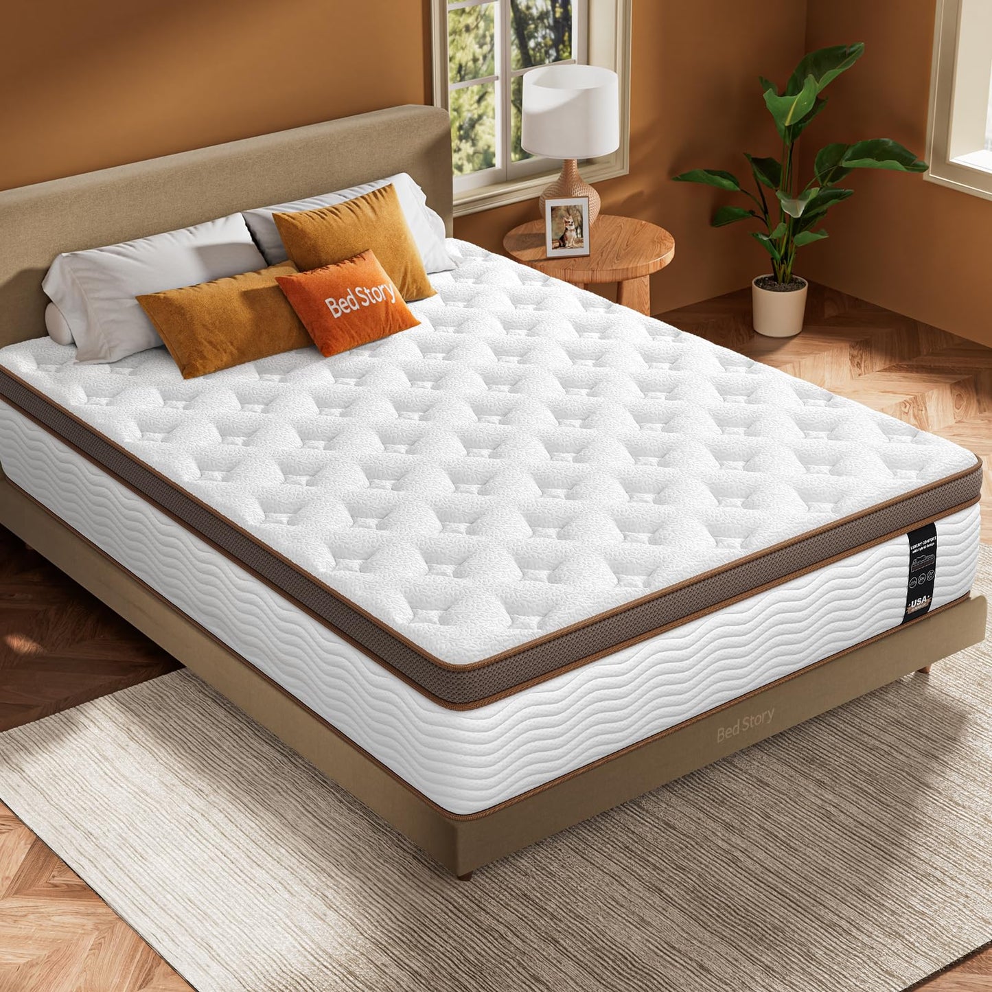 BedStory Firm Mattress Queen - 12 Inch Queen Size Hybrid Mattress - Extra Spinal Support for Back Pain Relief - 2.0mm Advanced Pocket Spring and Motion Isolation, CertiPUR-US Certified