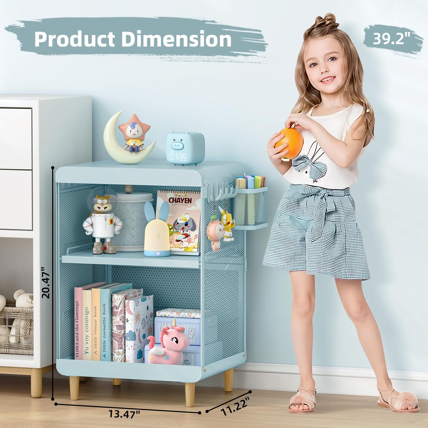 SYKIARIOL Kids Nightstand,Kids Bedside Table,Teen Girls Night Stand,Toddler Night Stand,End Table for Girls Room Storage,Mint Green Nightstand