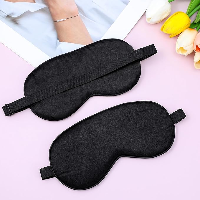 10 Pcs Sleep Mask, Natural Silk Eye Mask Cover 3D Adjustable Strap Sleeping Mask Comfortable Soft Elastic Bands Eye Shade Cover for Travel Sleeping All Night Sleep