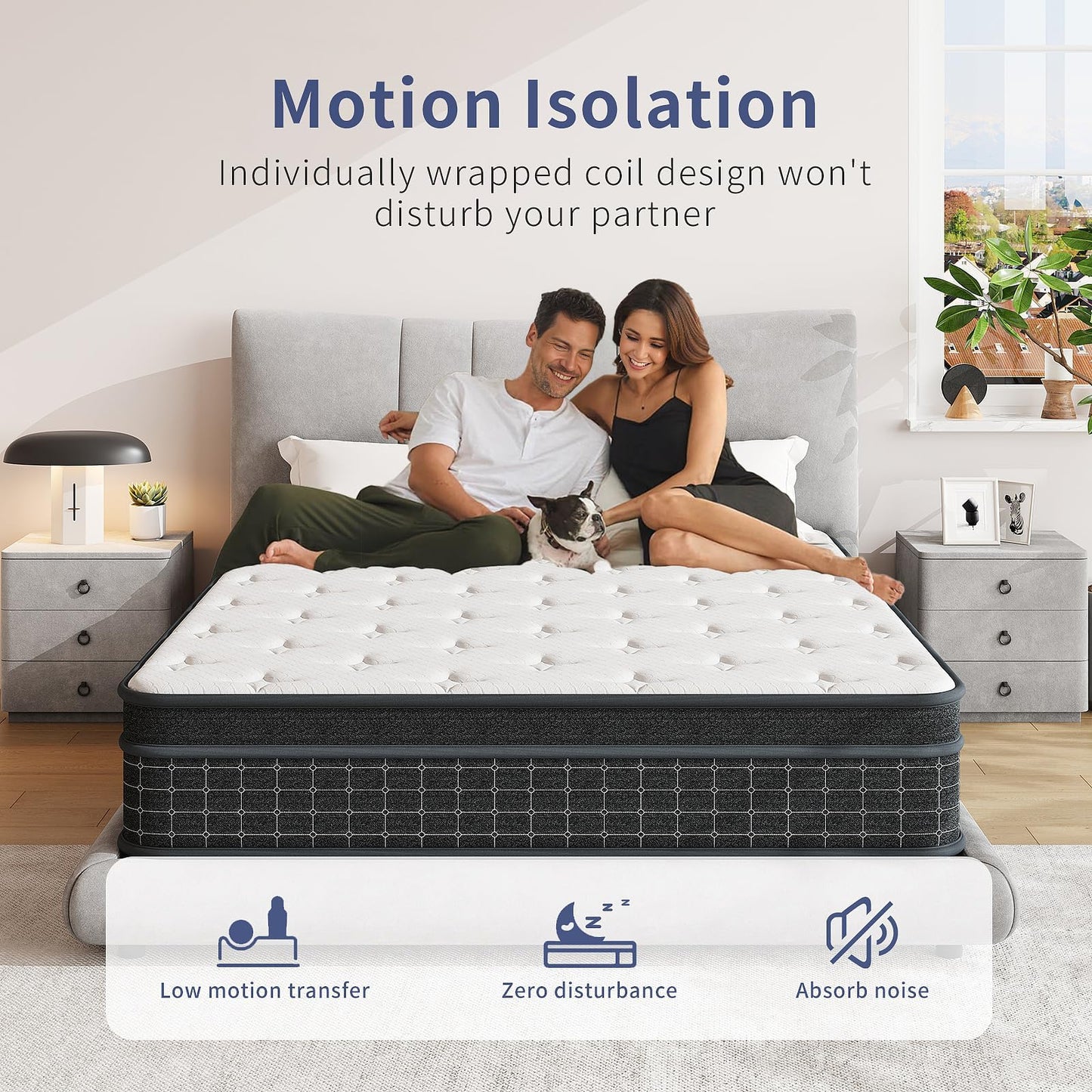 SupremeSleep King Size Mattress, 12 Inch King Mattress in a Box, Memory Foam Hybrid Matress with Individual Pocket Spring for Motion Isolation, Pressure Relief, Medium Firm Feel, CertiPUR-US