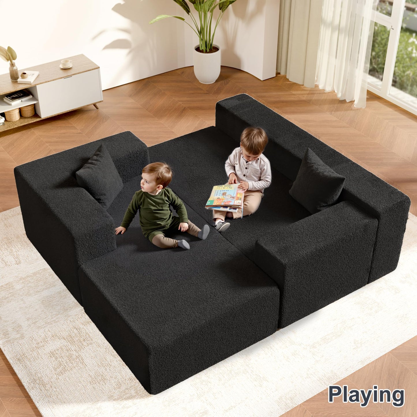 ComeWay 104" Sectional Couches for Living Room, Modular Sectional Sofa with Deep Seat, Cloud Couch for Living Room Bedroom, L-Shape Couch with Chaise, No Assembly Required (Plush, Left Facing Chaise)