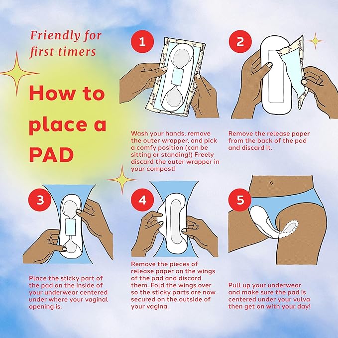 August Organic Menstrual Pads - Super Absorbency, 96 HSA FSA Eligible, Fragrance Free, Hypoallergenic Pads with Wings (6 Boxes of 16)
