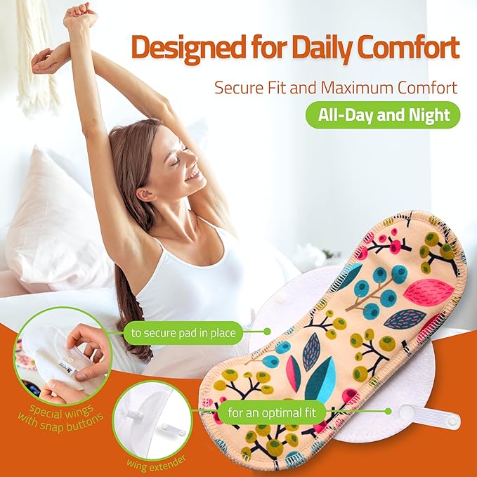 Natissy Cloth Panty Liners for Women; 7-Pack (Small) Mini Daily Organic Cotton Reusable Panty Liners Made in EU; Panty Liners Washable for Women & Teens; Thin Sanitary Reusable Liners, NOT for Period