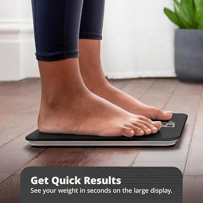 Greater Goods Digital AccuCheck Bathroom Scale for Body Weight, Capacity up to 400 lbs, Batteries Included, Black