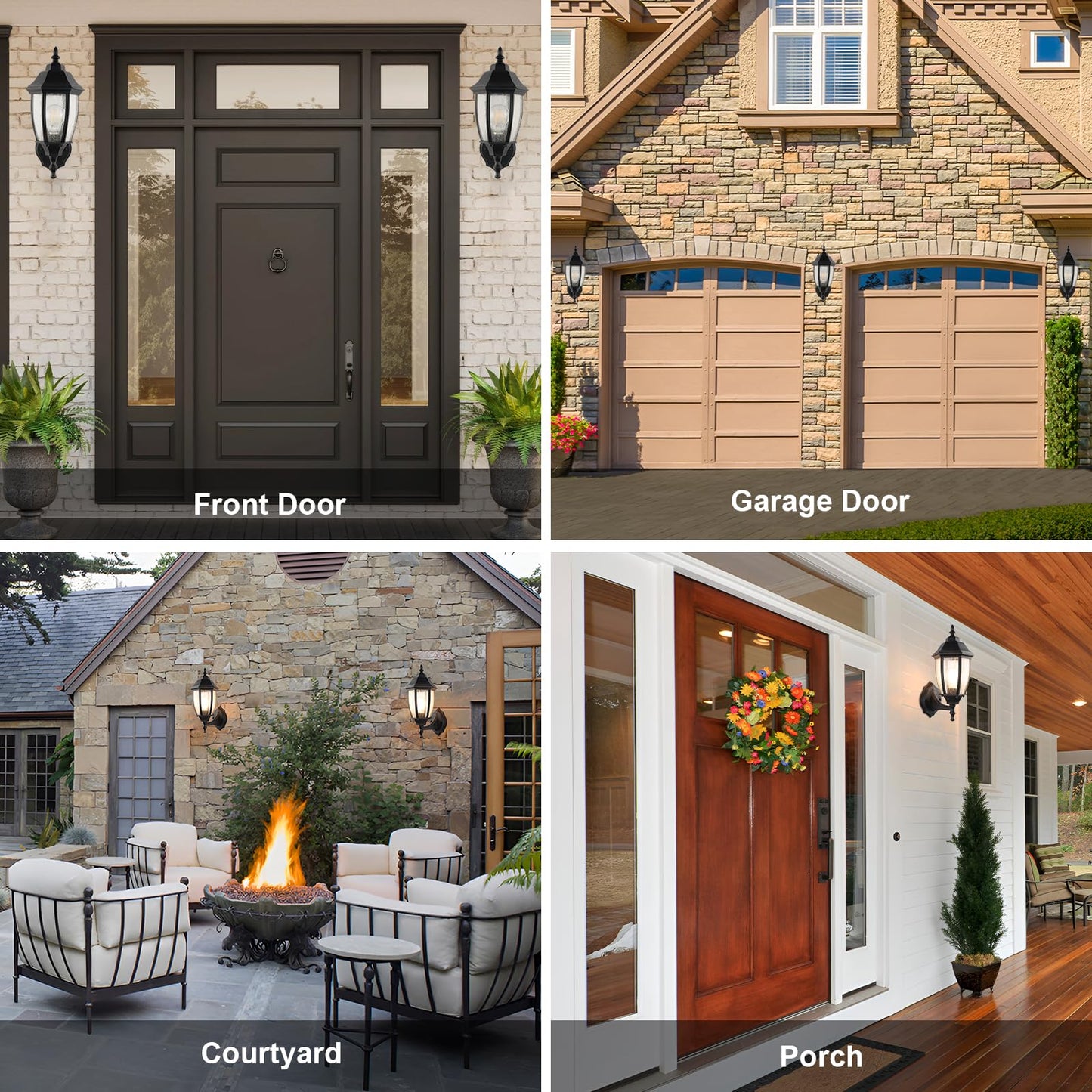Outdoor Wall Lantern, 14 Inch Porch Light Fixtures with Seed Glass Shades, Waterproof Exterior Wall Lights, Mounted Outside Lighting for House Farmhouse Patio Doorway Garage (E26 Base Max 40W)