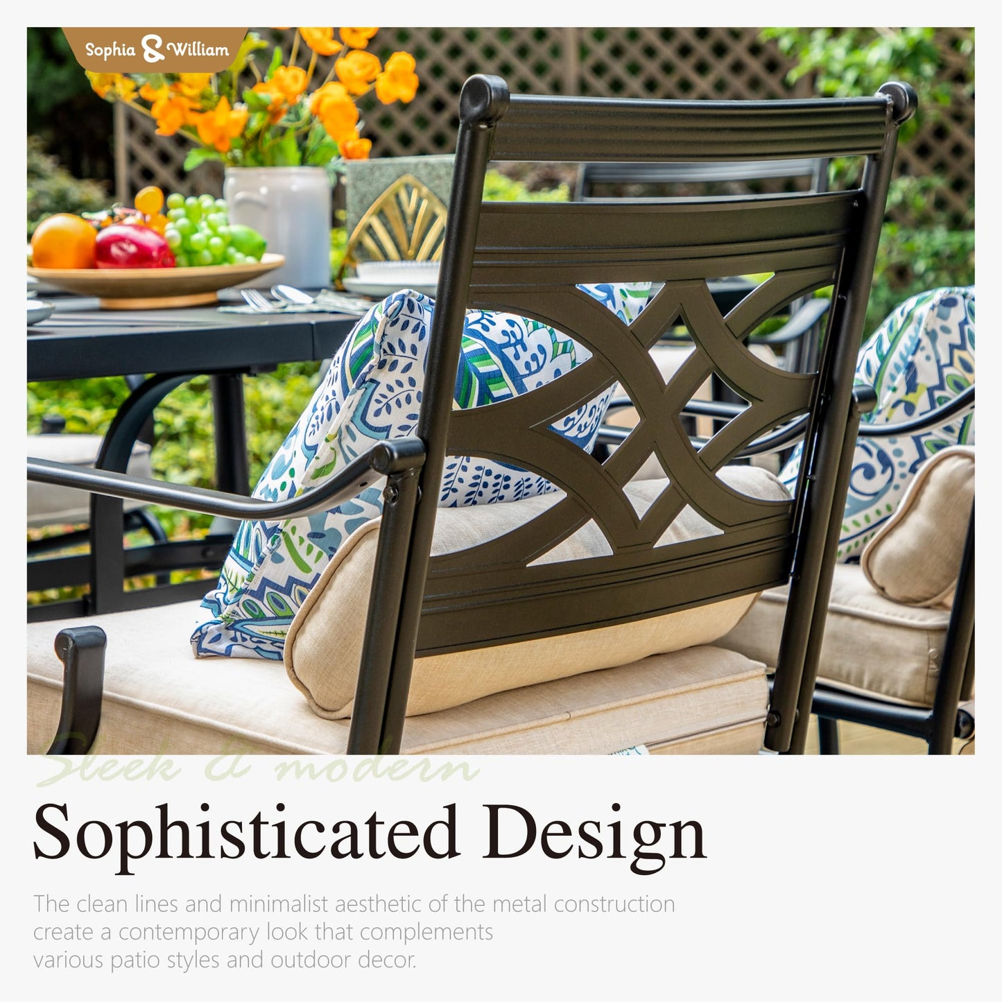 Sophia and William Patio Dining Chairs Set of 4, Outdoor Metal Armchairs, Outdoor Dining Chairs