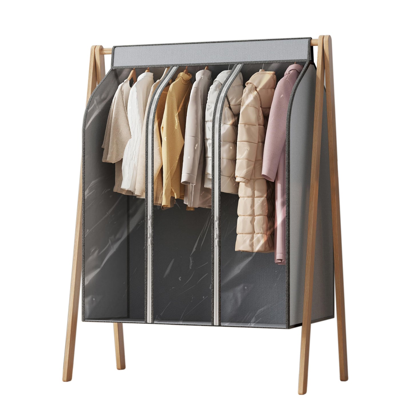 Large Garment Bags for Hanging Clothes with Zipper, Hanging Garment Bags for Closet Storage, Clothes Protector Bags to Keep Dust and Moisture off Clothes (silver gray, 23.6x39.3x39.3)