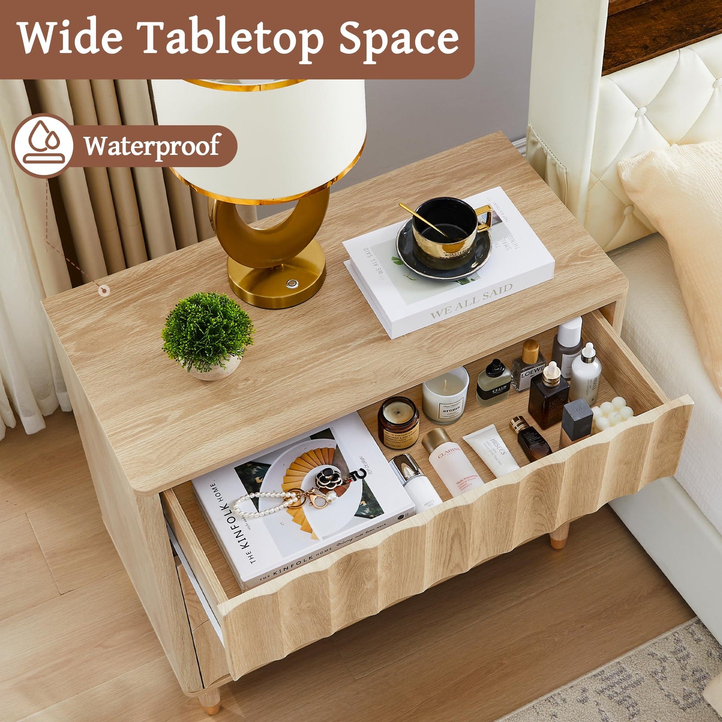 Caspellaire Fluted 3 Drawer Dresser, 31.50" Wide Modern Chest of Drawer, Wood Drawer Organizer for Bedroom, Living Room, Hallway