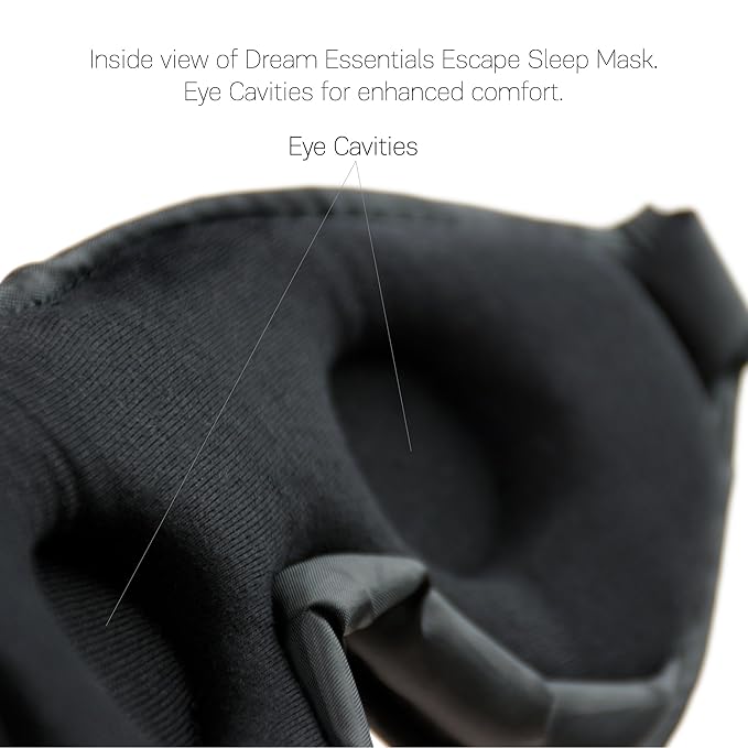 Dream Essentials, Escape 3D Sleep Mask, Earplugs, Carry Pouch Set, Molded Eye Shade, Men and Women, Contoured, Nose Bridge, Light Block, Memory Foam, Gift Set, Travel, Yoga, Blindfold, Navy Blue