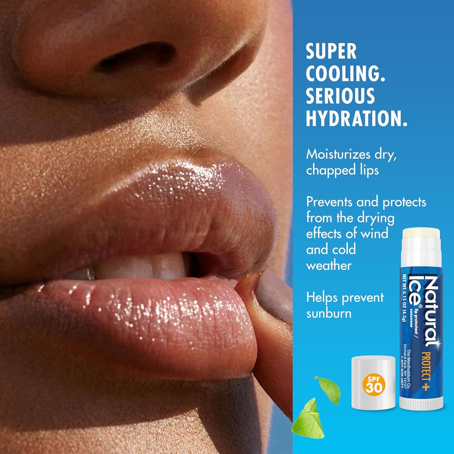 Mentholatum (R) Natural Ice (R) Sport Broad Spectrum SPF 30 Medicated Lip Balm - 12 Pack of 4.2 g Tubes