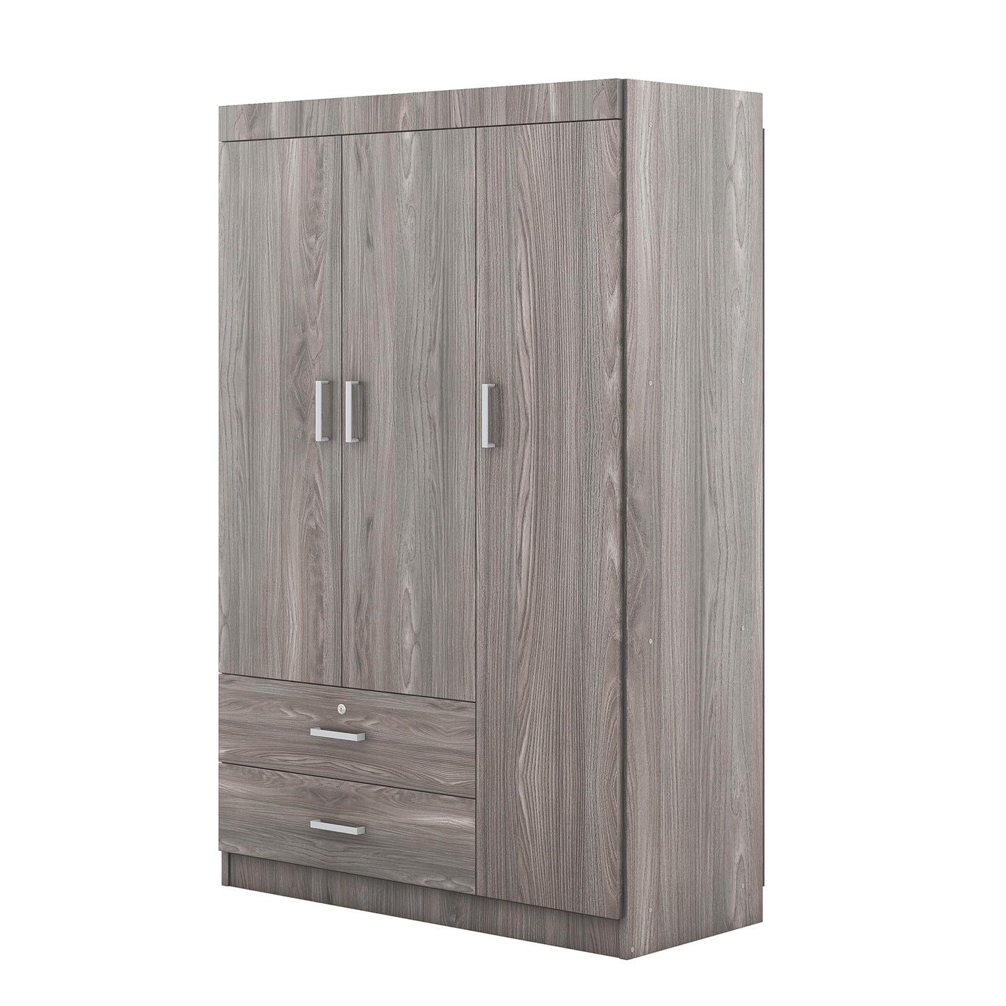 Merax 3 Door Wardrobe Cabinet Closet with Storage Drawers, Shelves and Hanging Rail for Clothes, Bedroom Organizer Funiture